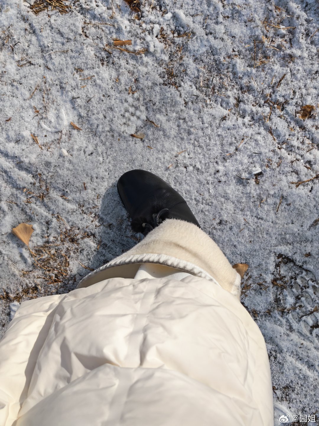 下雪穿白衣服白裤子的行为在东北就是最der的一辆车过去全是泥点子还是洗不掉的那种