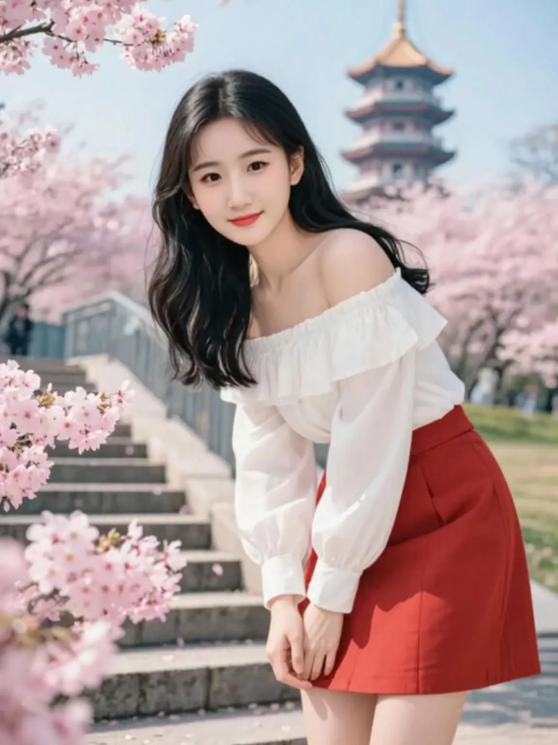 AI樱花阶梯照