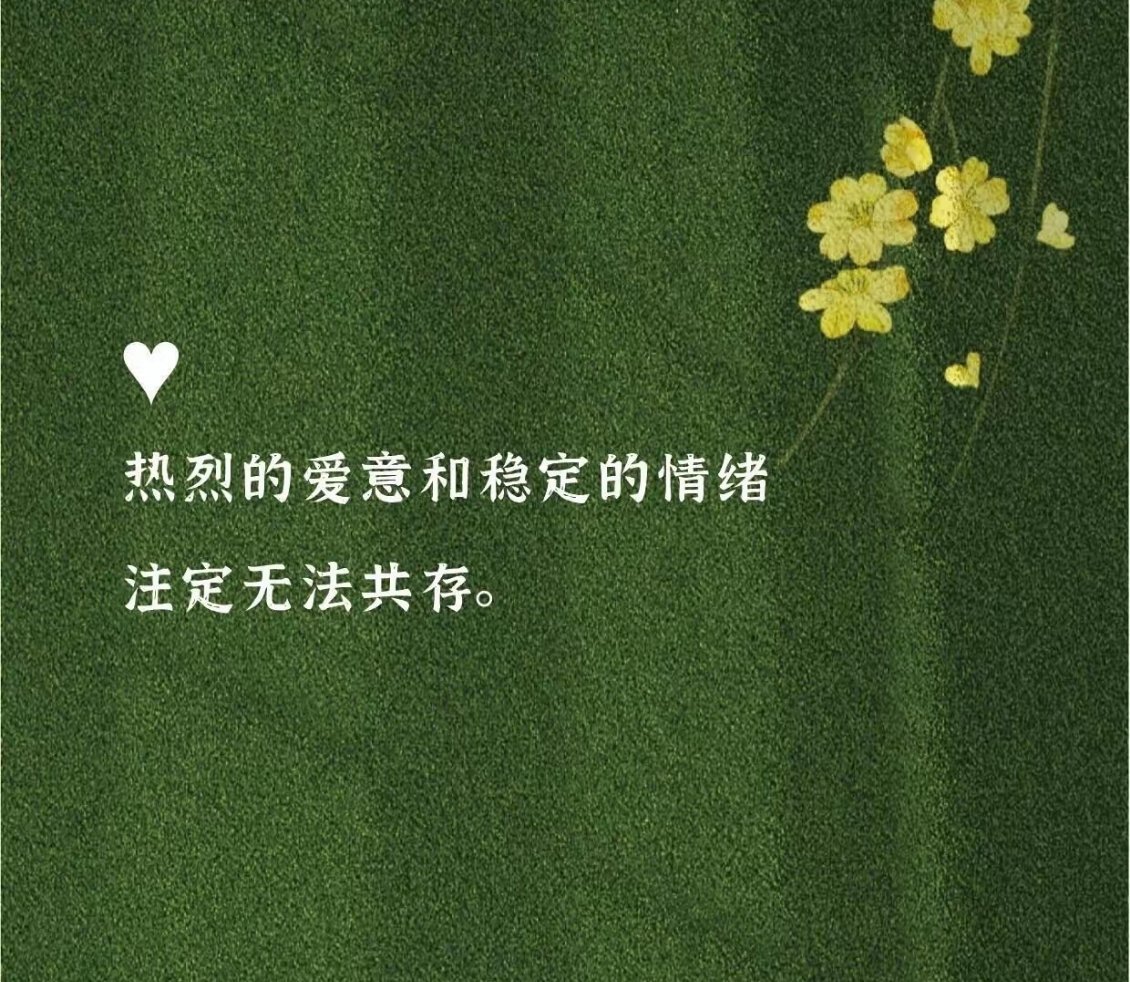 “热烈的爱意和稳定的情绪，注定无法共存。”想想也是——心跳加速的时候，哪还能保持