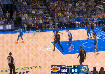 被杰威单防造成失误，东契奇第5失误湖人vs雷霆