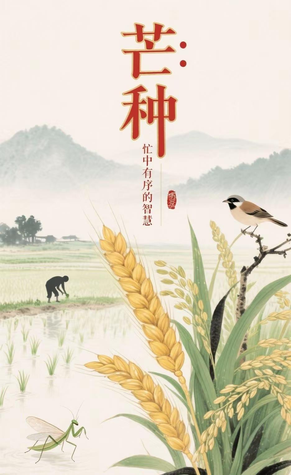 南风催麦熟，绿水育新秧，一收一种，便是人间最美六月章。二十四节气之芒种 芒种时节