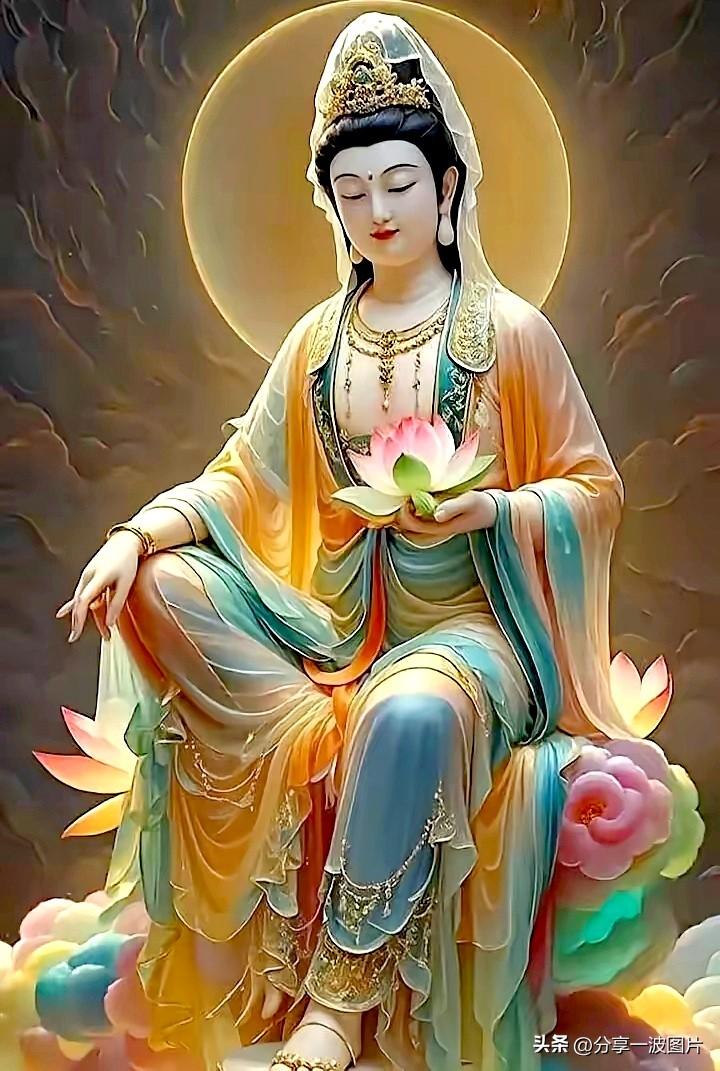 莲手轻施千处福，
慈心普佑万家安。