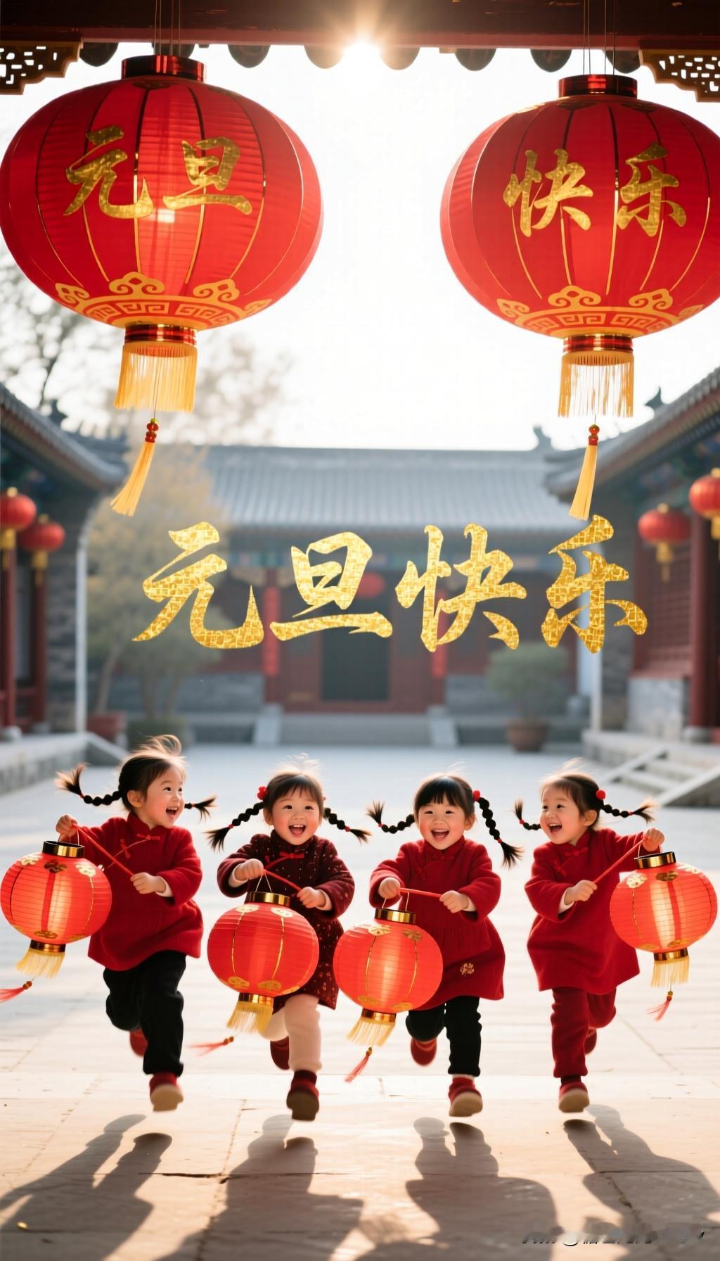 我今天使用AI软件制作的新年手机壁纸图，画面以大红灯笼的喜庆氛围，托显出可爱漂亮