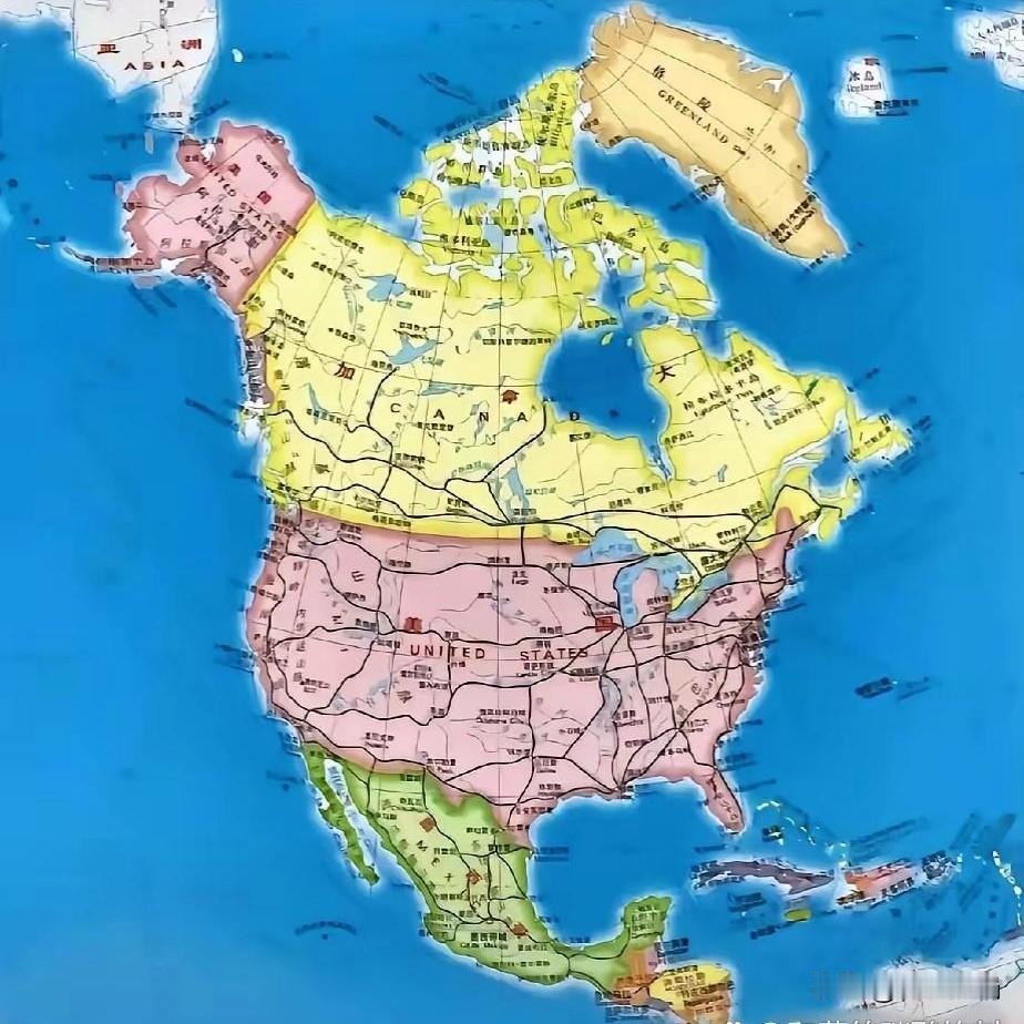 从北美洲地图视角观之，特朗普先是盯上格陵兰岛，继而妄图染指加拿大，想来是对中国历