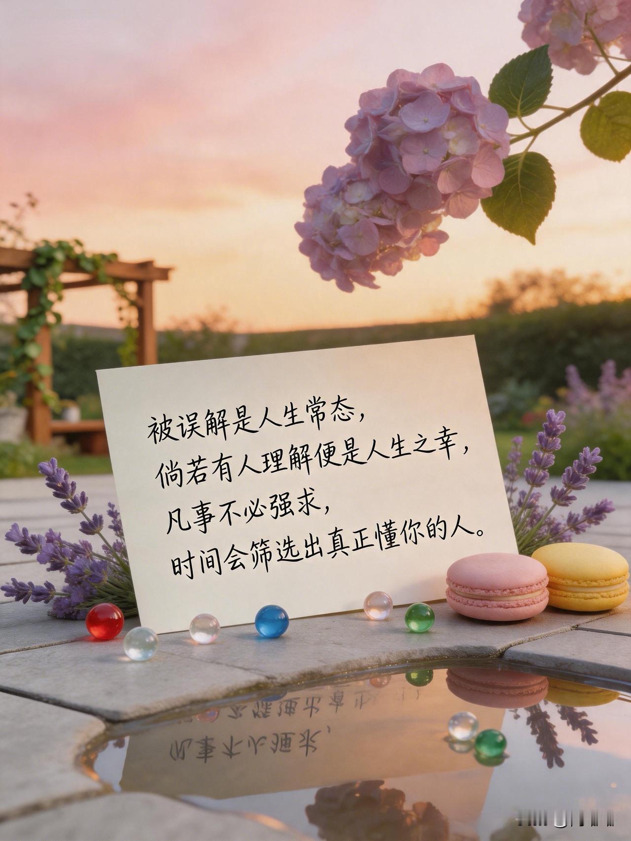 被误解是人生常态，倘若有人理解便是人生之幸，凡事不必强求，时间会筛选出真正懂你的