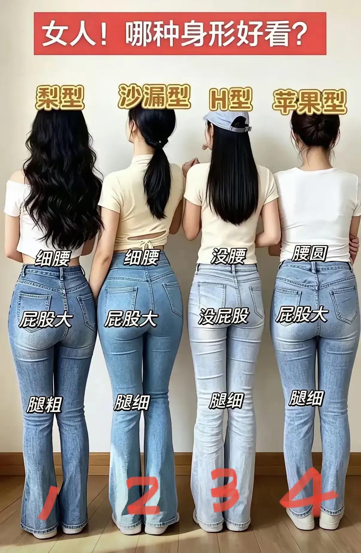 你觉得是梨形身材更有美感，还是沙漏型身材更加漂亮，是H型身材更受欢迎还是苹果型身