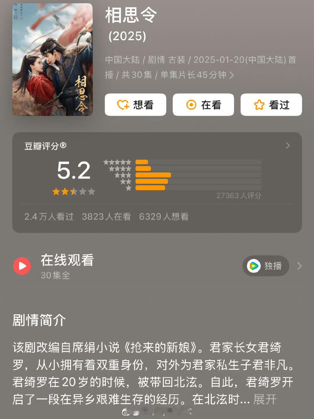 相思令开分了5.2 古早小说➕稀烂制作 