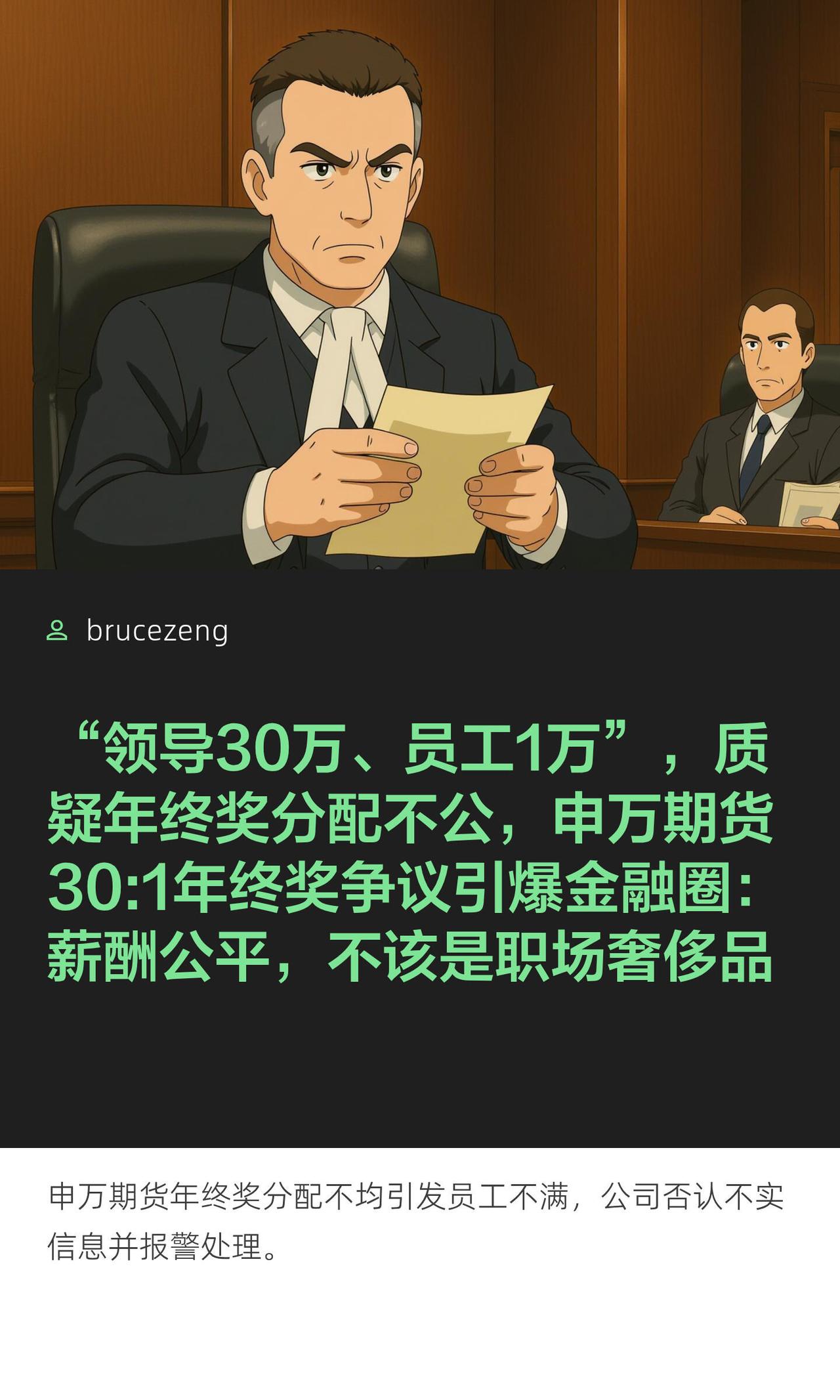 申万期货这个事，说白了就是“年终奖分钱不均，炸了锅”。

事情挺简单，也特扎心。