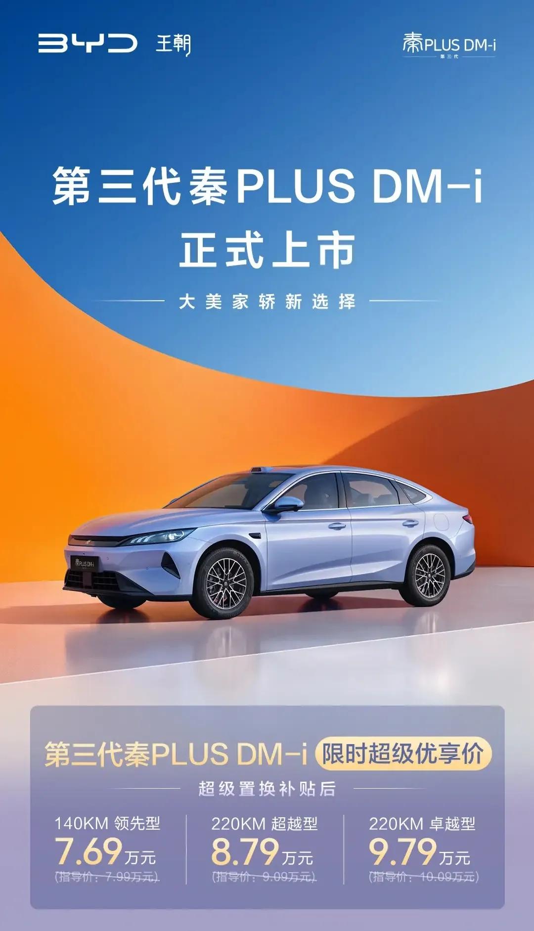 ✅ 第三代秦PLUS DM‑i（10月27日）正式上市
💰价格
官方指导价：7