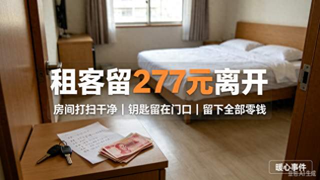 租客留277元悄然离开，房东退回1177元，这一幕温暖全网