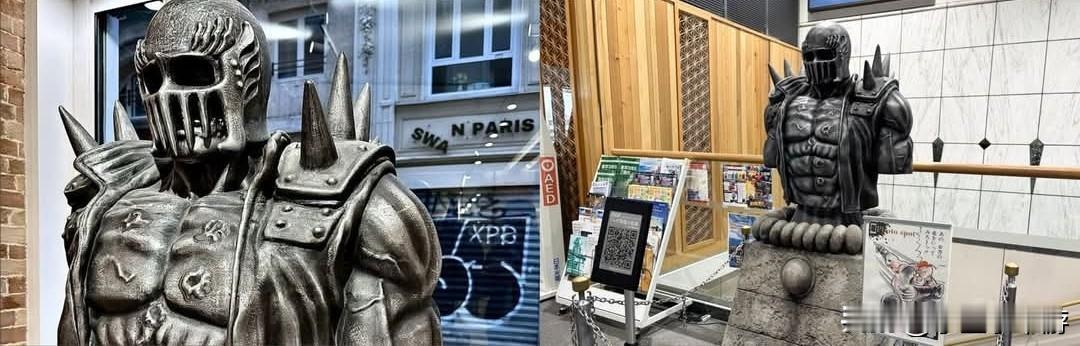 铜像也出差！
《北斗之拳》经典反派角色积奇的胸像，从法国巴黎出差归来，运回原址—