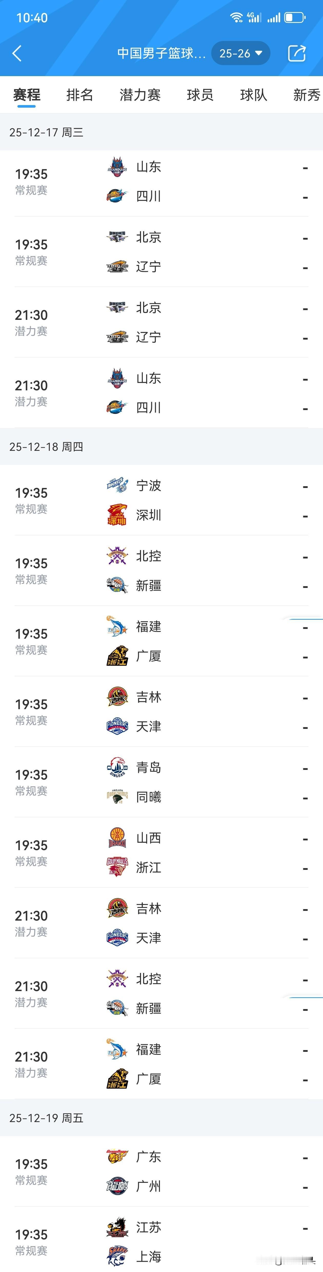 CBA两轮结束最新积分榜也更新完毕，包括潜力赛以及下轮对阵情况，2轮战罢，青岛，