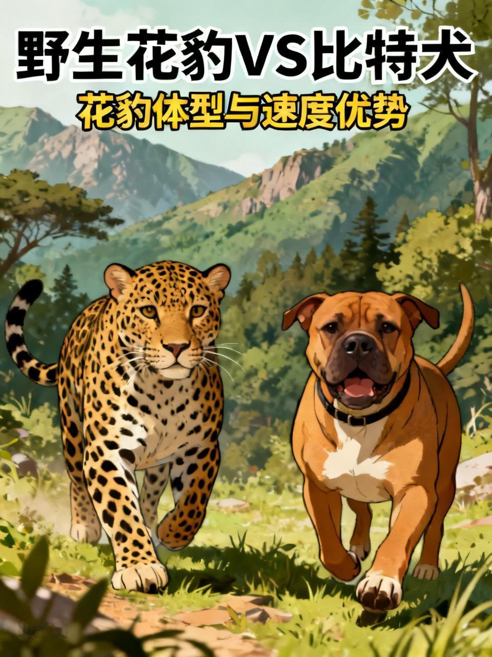 野生花豹全力肯定能打得过比特犬啊。从基本属性看，花豹是中型猫科动物，体重40 -