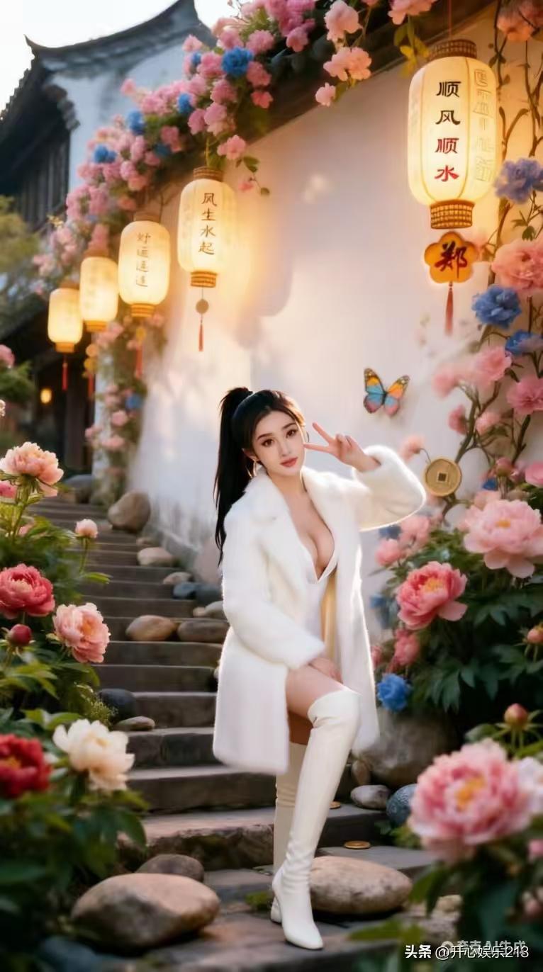 塞鸿秋·灯影繁花
灯辉花影柔姿秀，
春风十里楼前凑。
白裘似雪清颜透，
长靴踏风