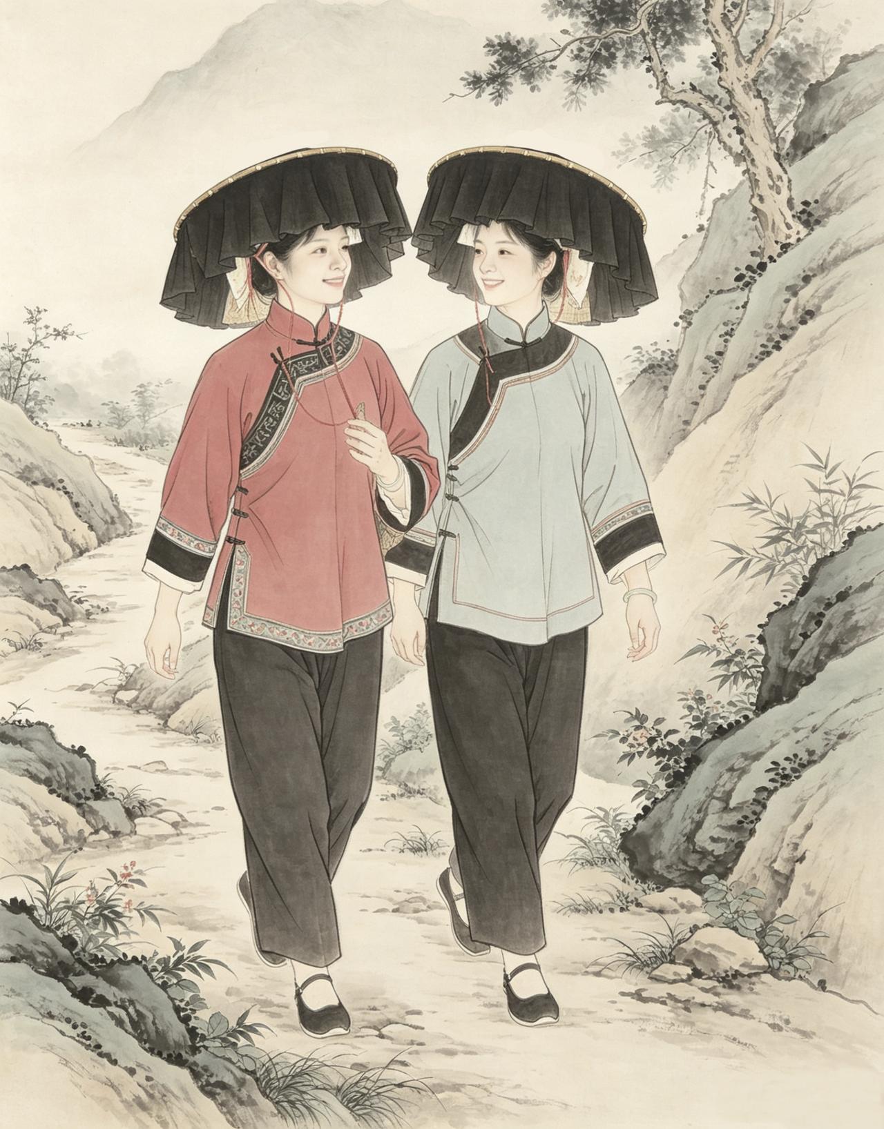 客家人，作为北方中原衣冠士族南迁后裔，其服饰在清朝前（尤其明代），仍保留了一些中