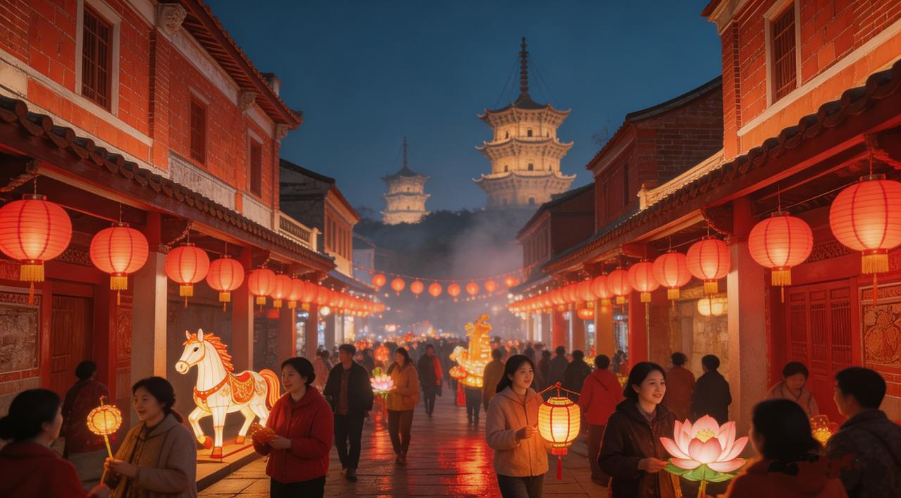 丙午马年的元宵，泉州的夜是被刺桐花与灯火一同点亮的。
 
古城的街巷里，红绸灯笼