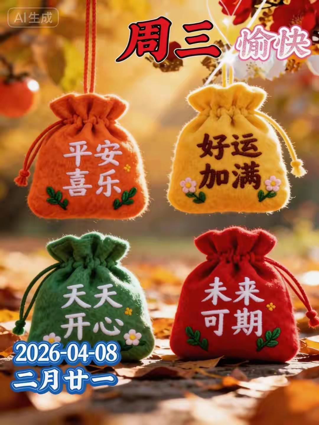 ✨ 早！晨光熹微，好运开场。愿你今天精神满满，工作马到成功，生活喜乐无忧。
把烦