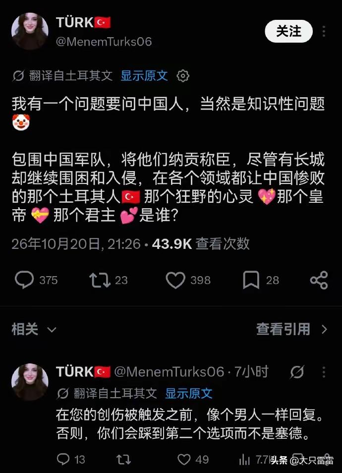 土耳其就是中亚的韩国，他们自己编了自己相信的故事。
然而，匈奴和土耳其没有直接血