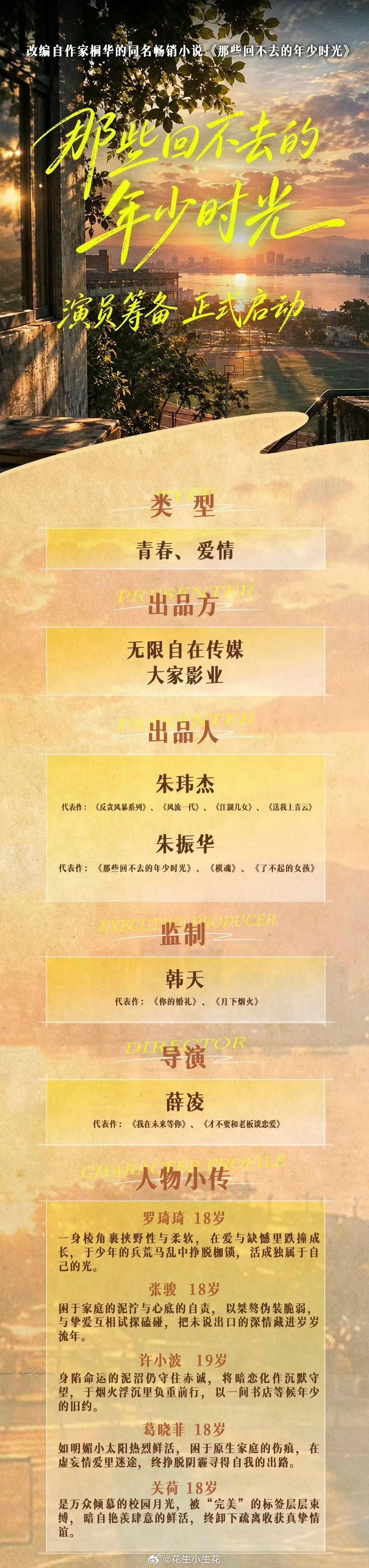 电影《那些回不去的年少时光》组讯监制：韩天《你的婚礼》导演：薛凌《我在未来等你》