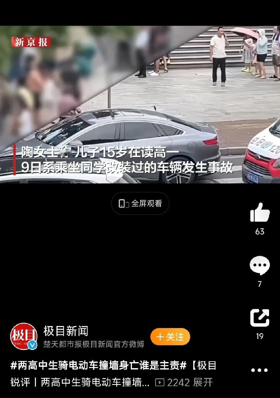 两个高中生骑非法改装后的电动车超速行驶身亡，有人将此事的责任全部归结为非法改装电