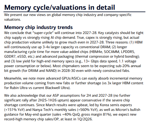 内存芯片产业趋势 内存「超级循环」将延续至2027-28年。主要催化剂来自芯片供