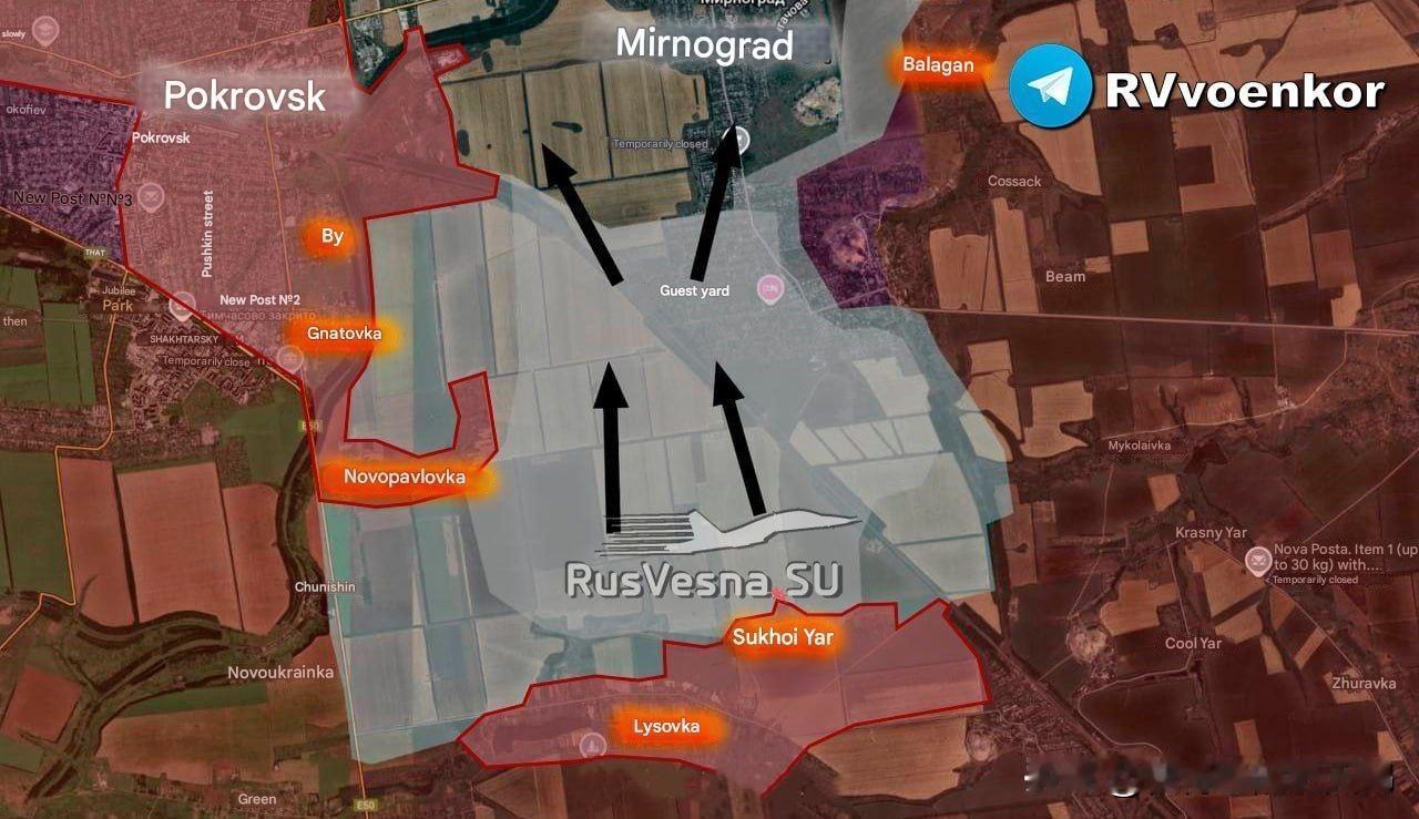 完犊子咯！乌克兰军方消息源，
乌军已放弃了米尔诺格勒（季米特洛夫）南部的大片区域