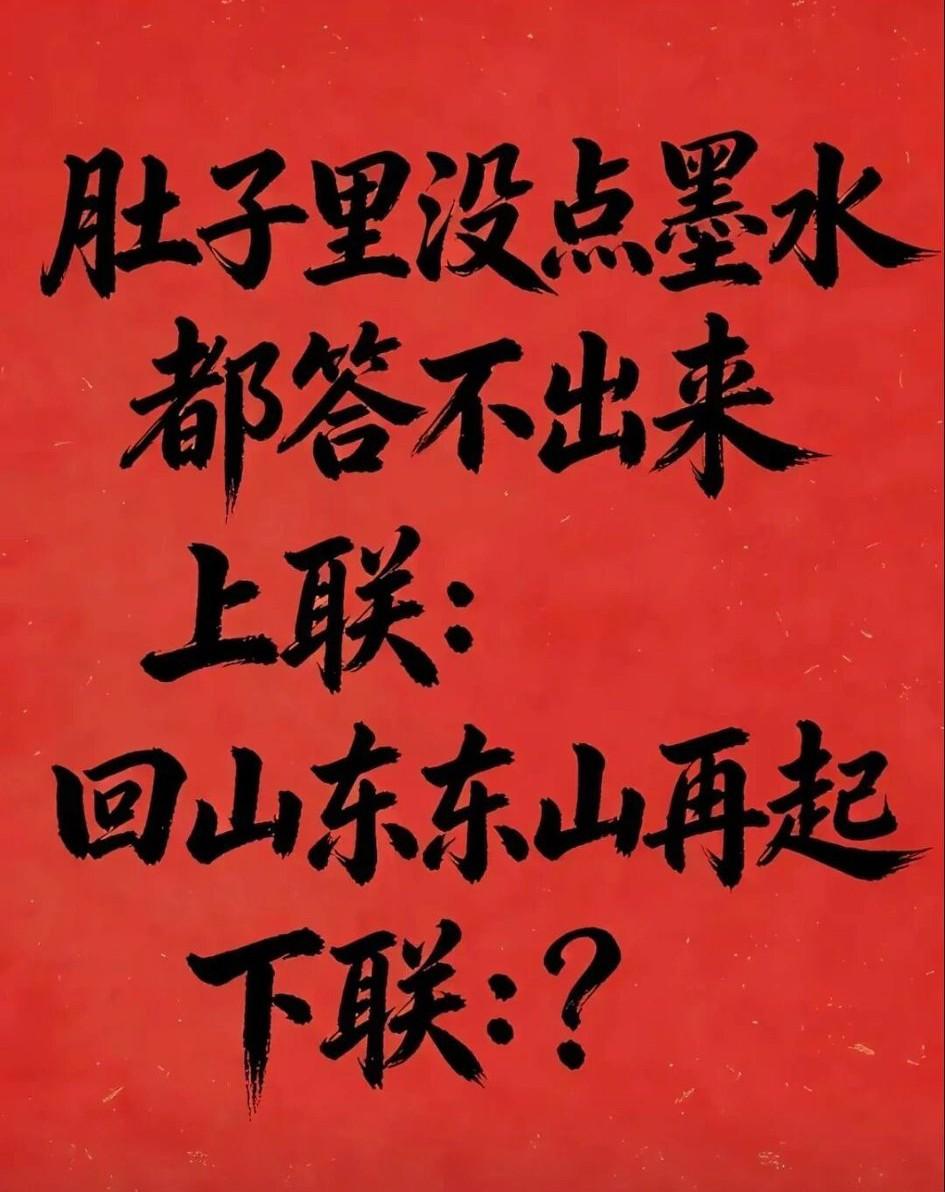 求下联，没点知识积累估计是对不出来的。上联，回山东东山再起，你来对下联吧。