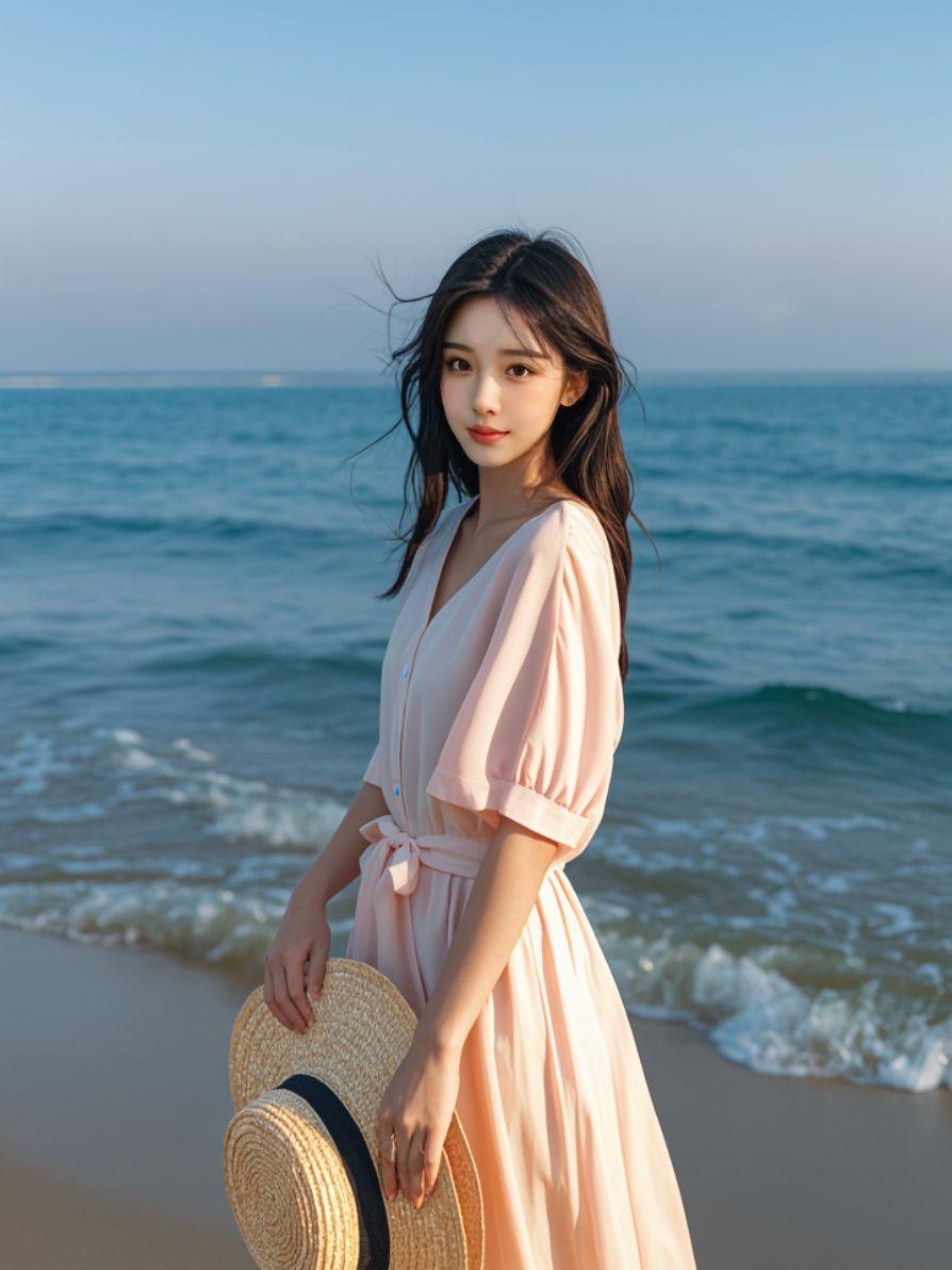 海滨暮色影 原来ai写真可以这么美  谁拍谁好看 美出高级感