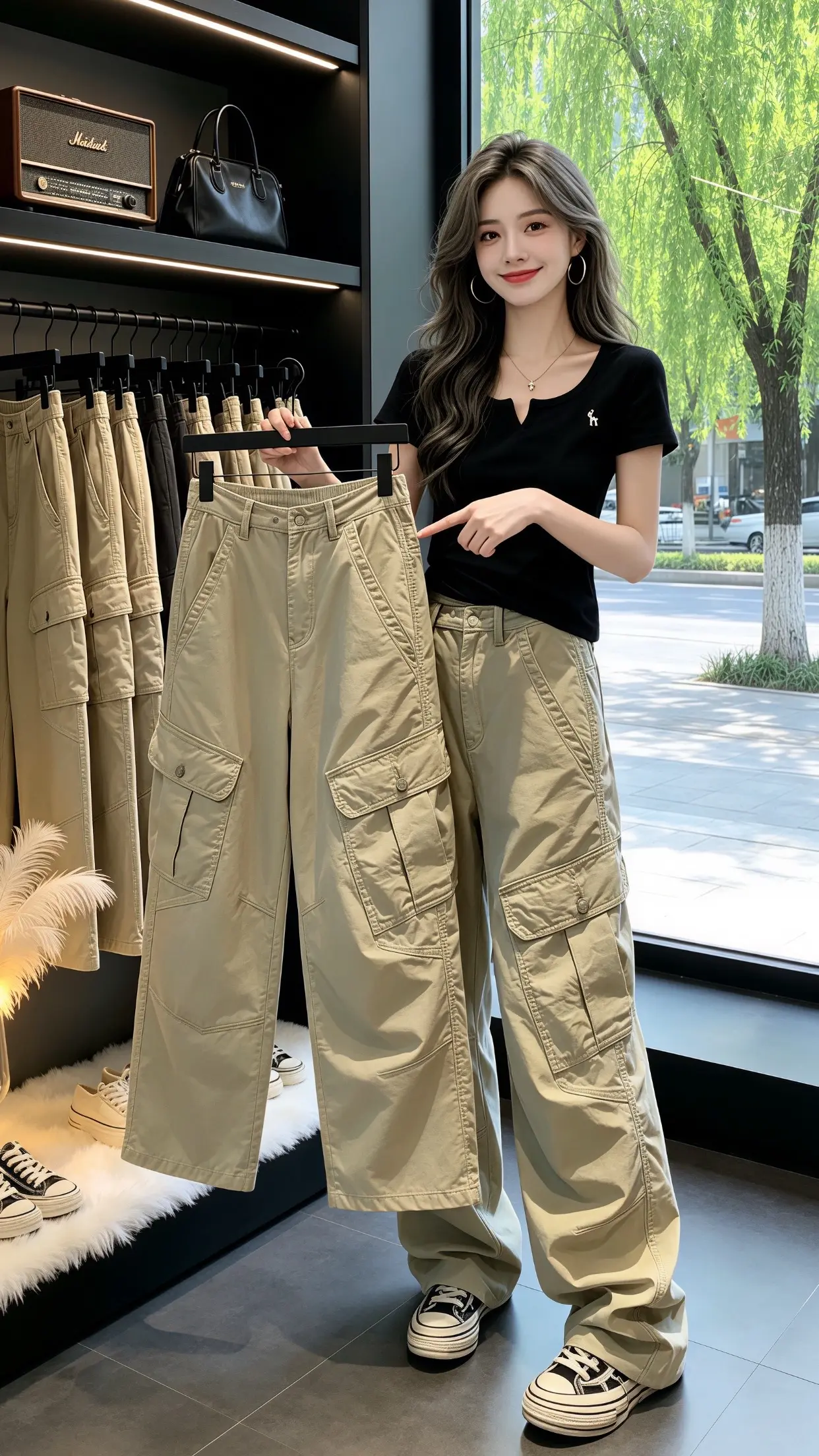高颜值炸街女工装裤 工装裤穿搭能有多酷 ins工装裤港风 夏季穿搭 一...