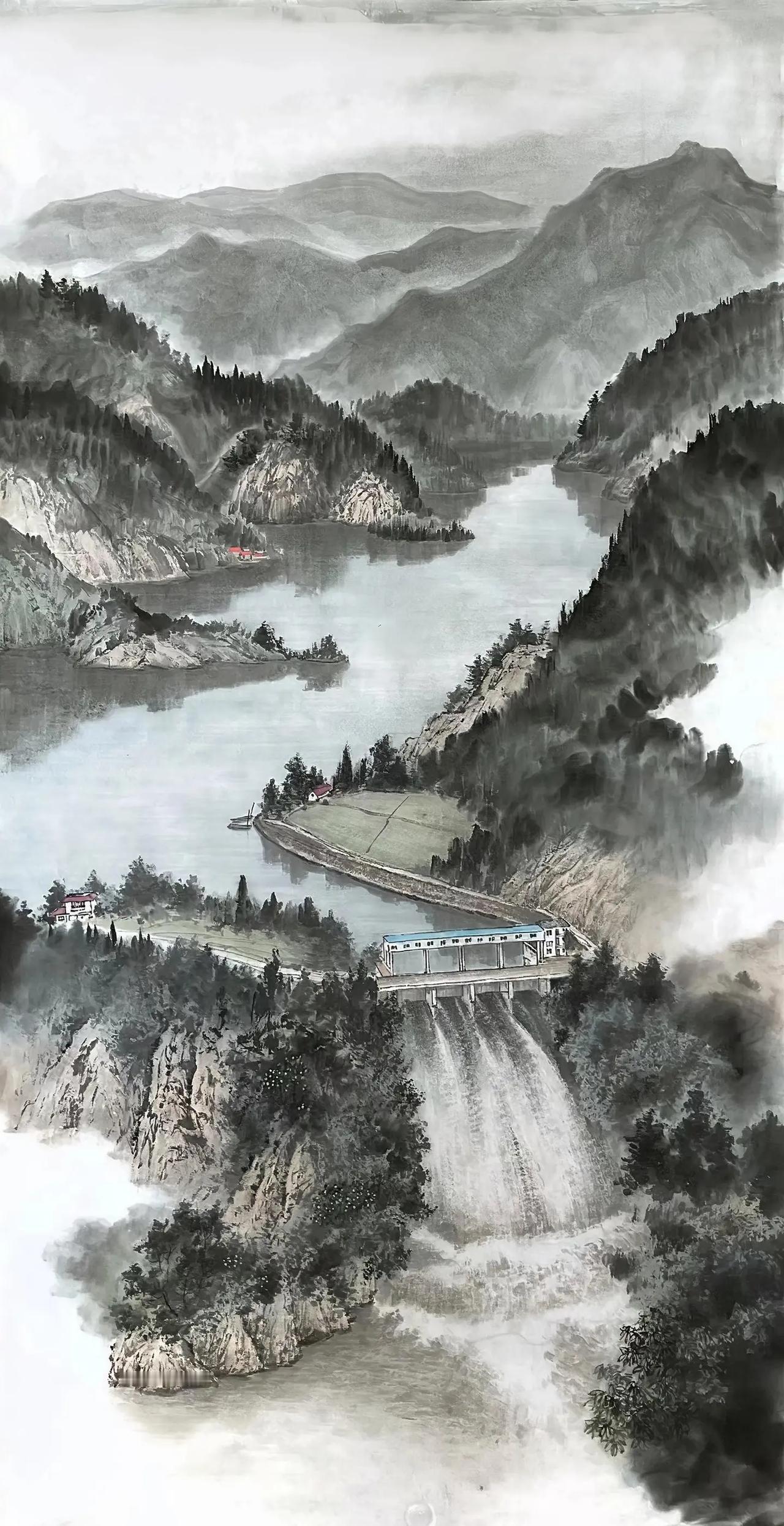 云山渡水。水墨山水山水写意 创作者中心 创作灵感 水墨画