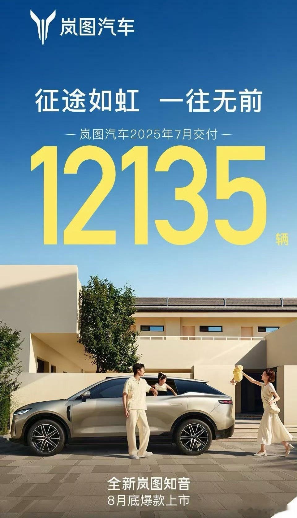 岚图汽车7月交付12135辆今年爆款一个接一个，知音追光也都快了吧 ​​​
