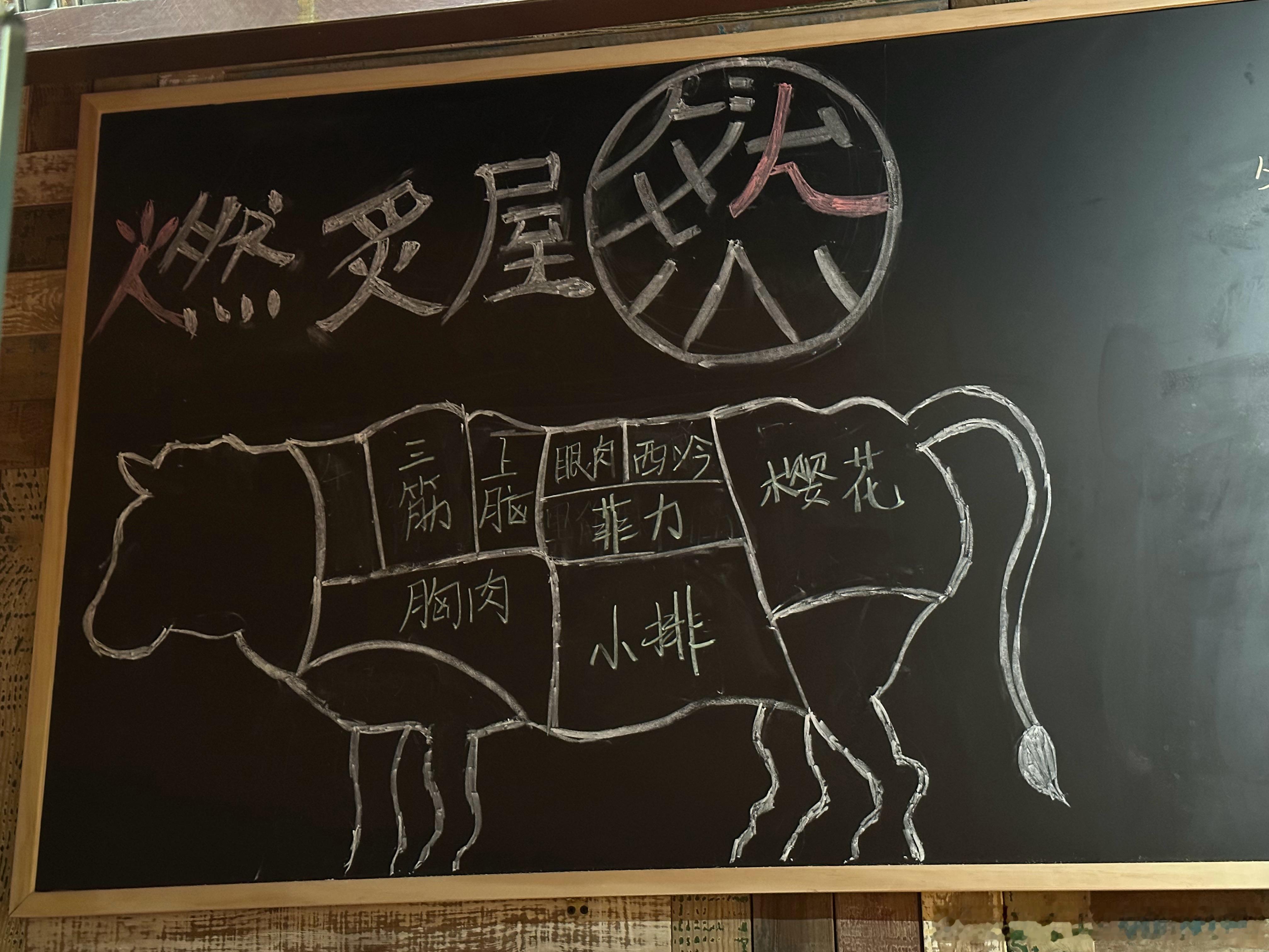 周末饭堂 燃炙屋。挺好吃的。1，柠檬醋拌高丽菜。 2，优选和牛小排。 3，和牛腹