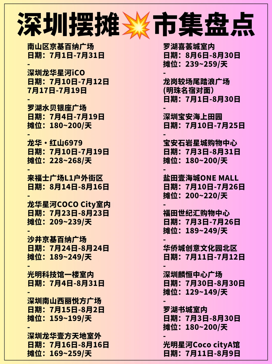 摆摊码住！深圳市集大盘点💦找摊必看🔥