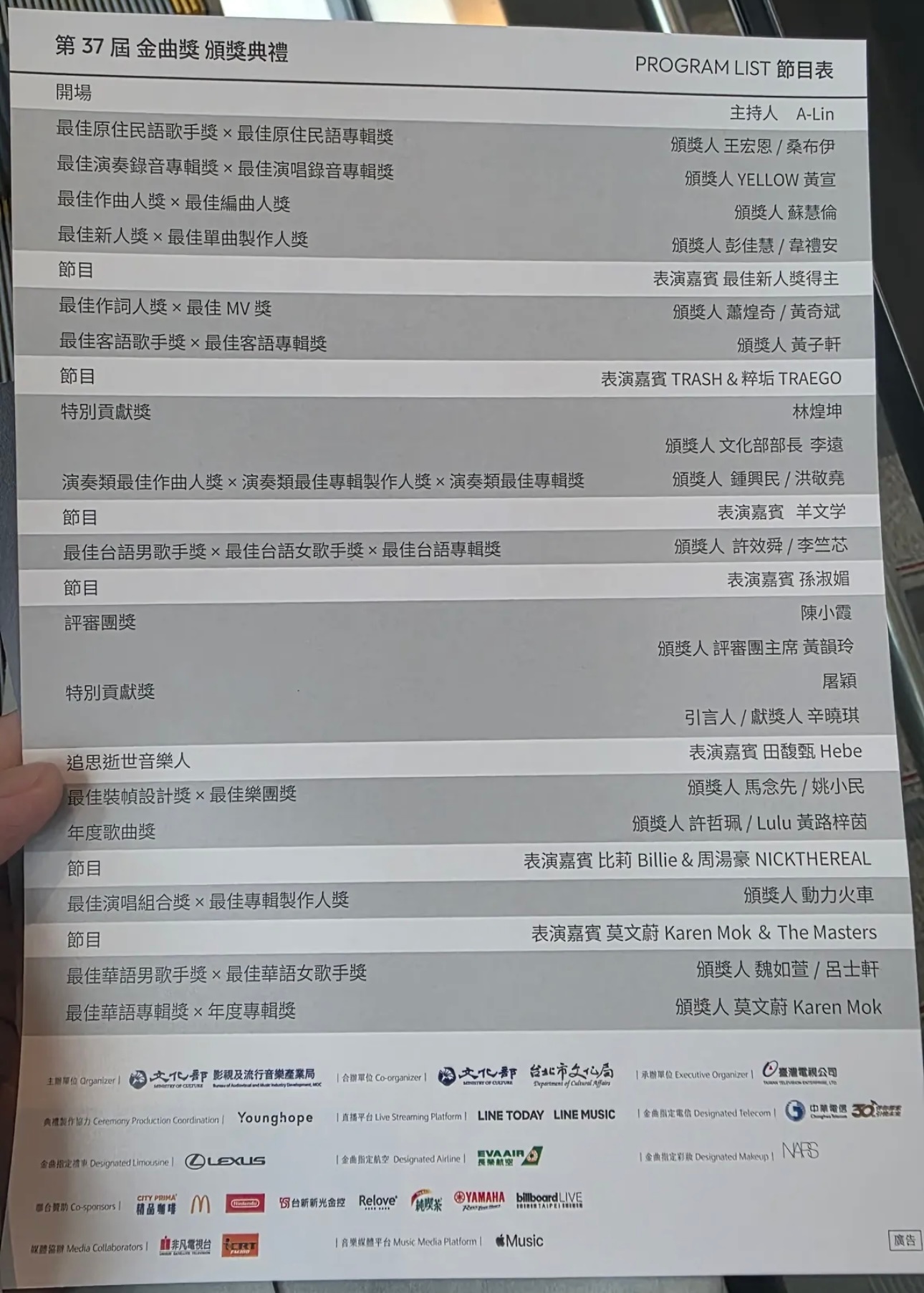 37屆金曲獎熱騰騰節目表！！田馥甄的表演是追思逝世音樂人🥹 