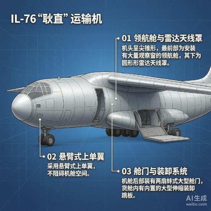 军事ai新视野 俄罗斯IL-76“耿直”运输机IL-76“耿直”（Candid）