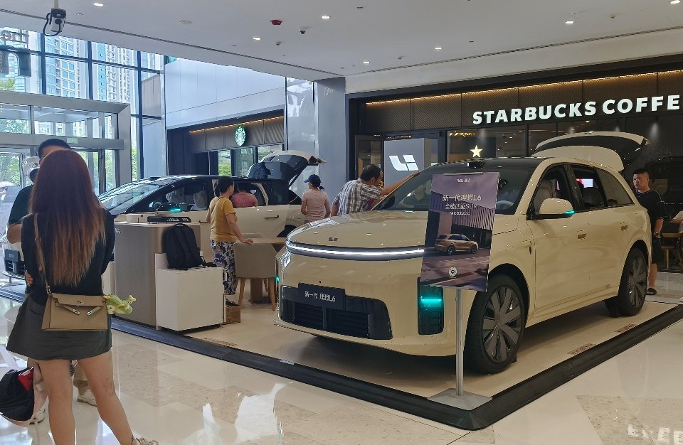 出来吃午饭，看见理想L6展车这边好多人啊理想l6