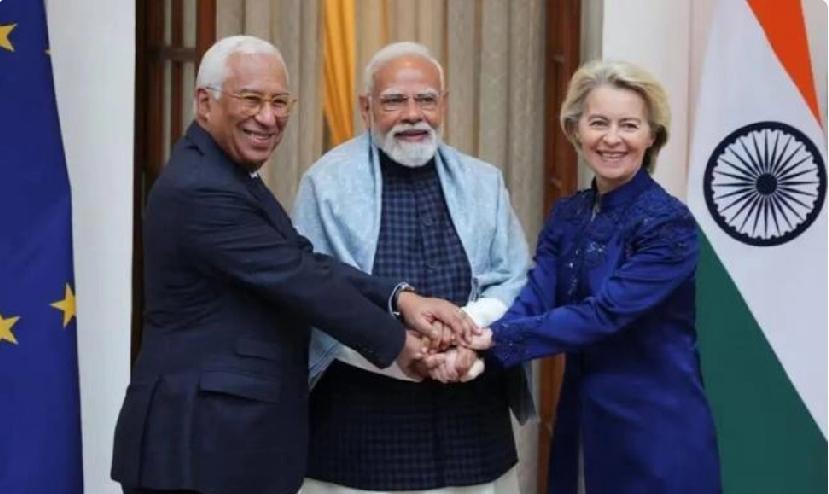 签了自由贸易协定后的冯德莱恩和卡拉斯各有所指！要说近日的大新闻，欧盟与印度搞了个