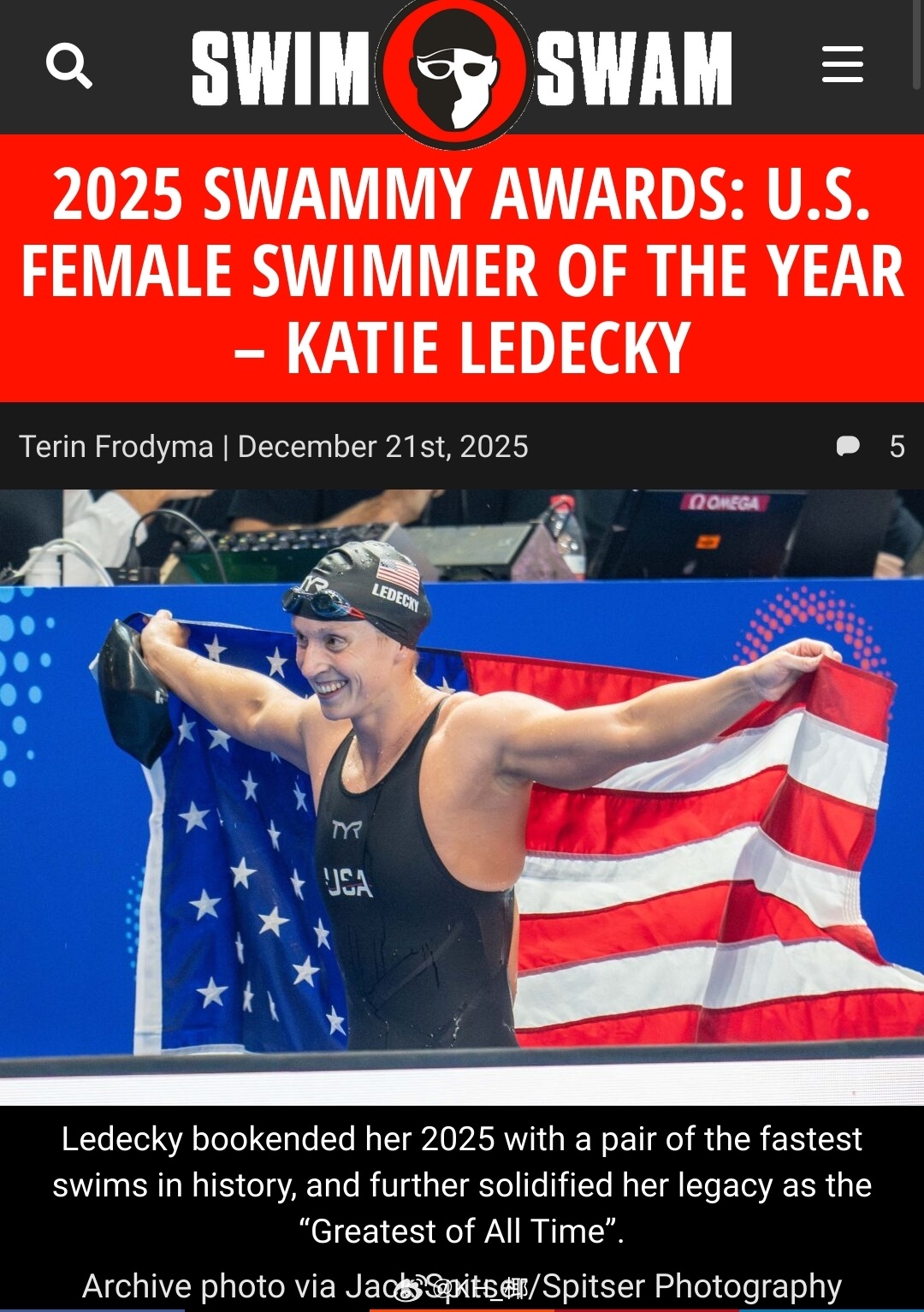 SwimSwam年度最佳美国女子运动员-🇺🇸Katie Ledecky荣誉提