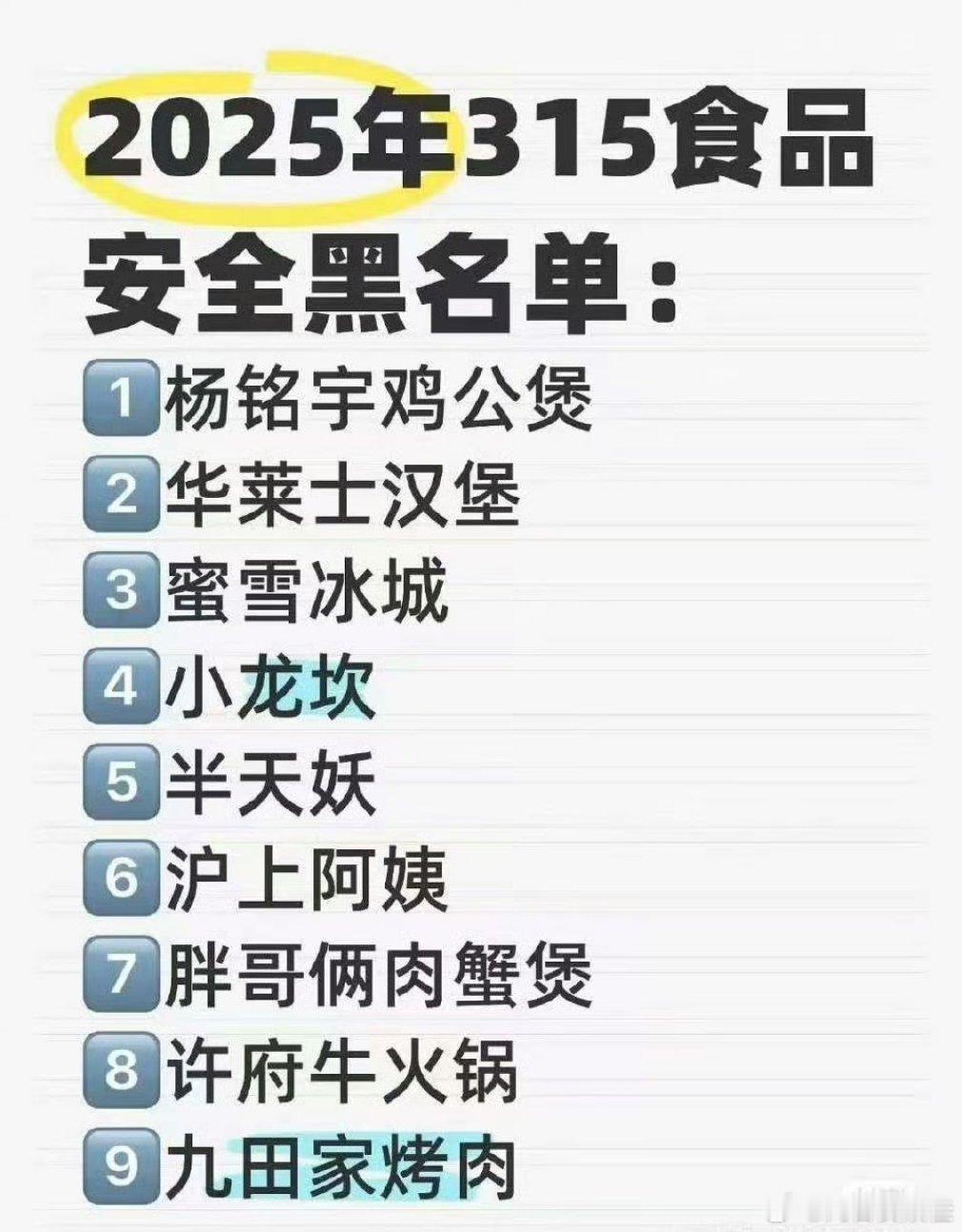 315打假击败90%打工人315名单 ​ ​​​