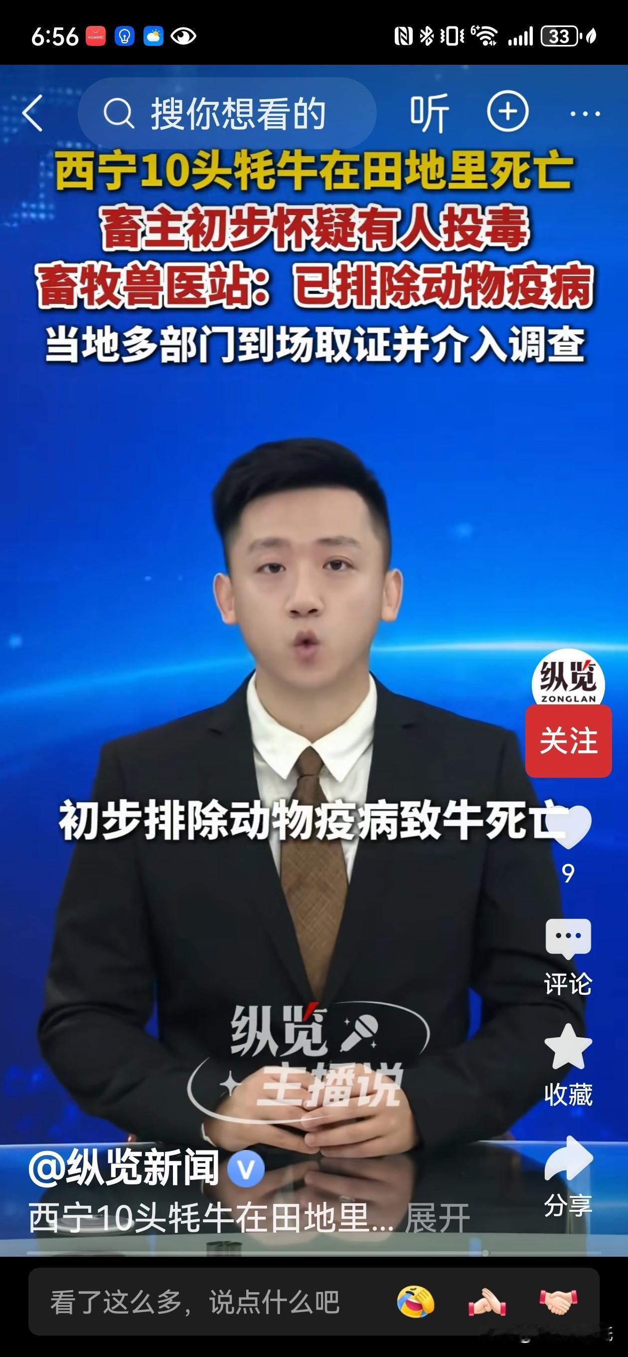 听说了吗？西宁一农户的10头牦牛在田地里无病死亡，畜主怀疑有人投毒？

这起事件