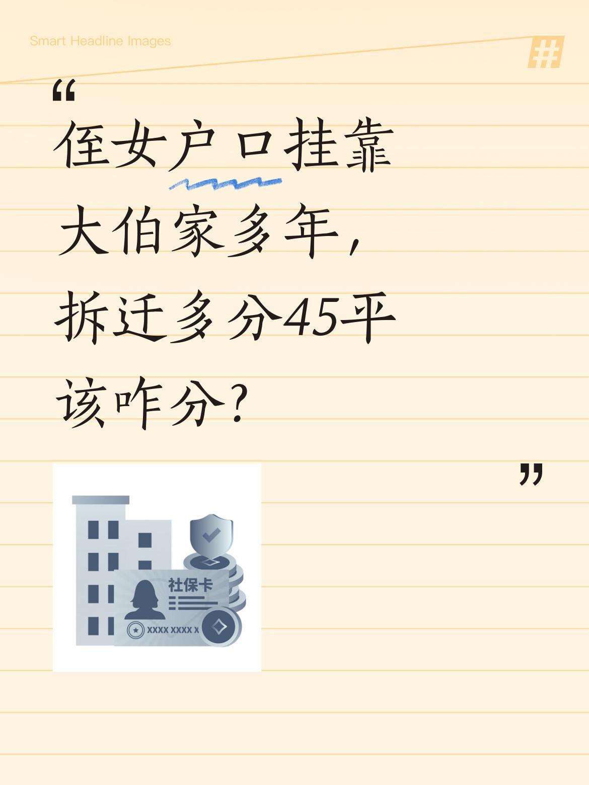 侄女户口挂靠大伯家多年，拆迁多分45平该咋分？
北京一女孩为上学将户口迁到大伯名