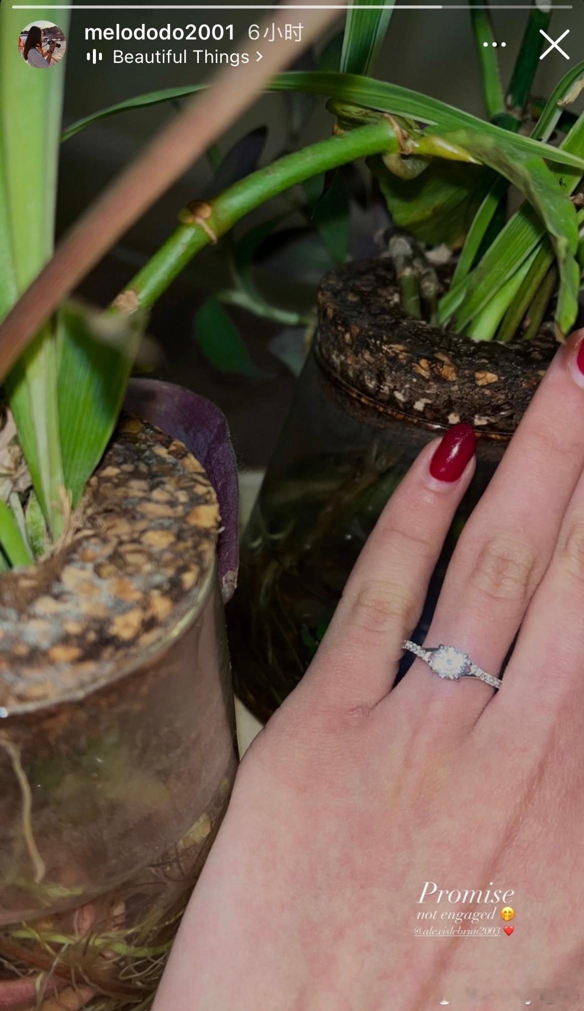 melody晒钻戒💍：承诺并非订婚🤭@ alexislebrun2003❤️
