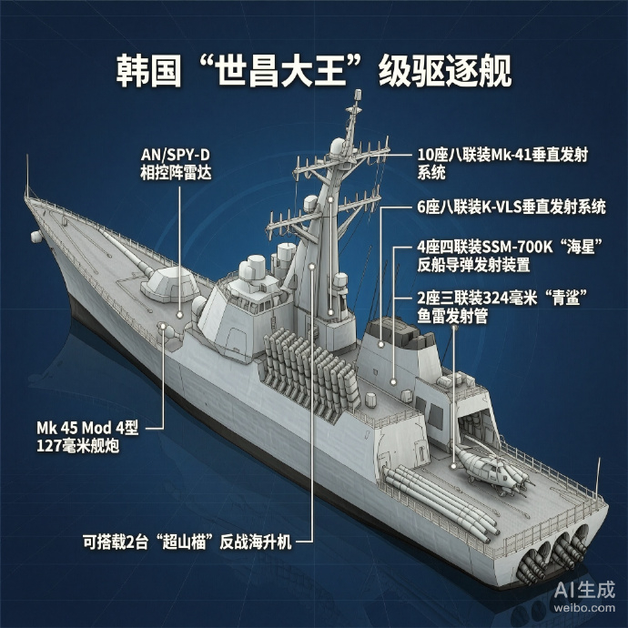 军事ai新视野 韩国“世宗大王”级驱逐舰“世宗大王”级驱逐舰是韩国自行设计建造的
