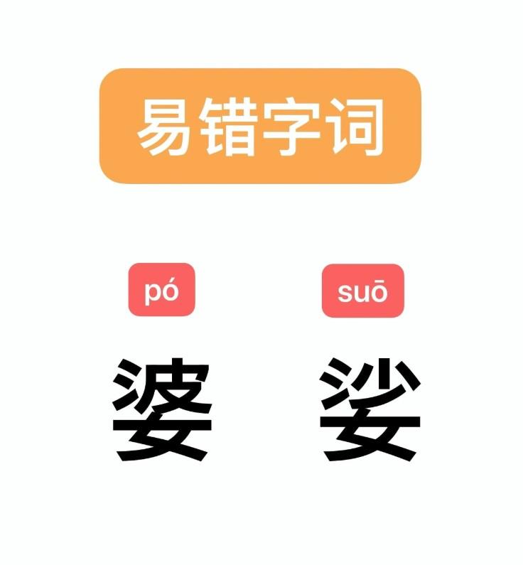 易错字词： 婆娑
释义：
1️⃣盘旋舞动的样子： ～起舞。
2️⃣枝叶扶疏的样子