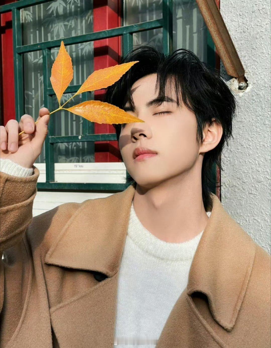 刘轩丞的冬季营业图来了，穿着大衣围着围脖的他，真的很有冬天的氛围感啊，冬天抱着这