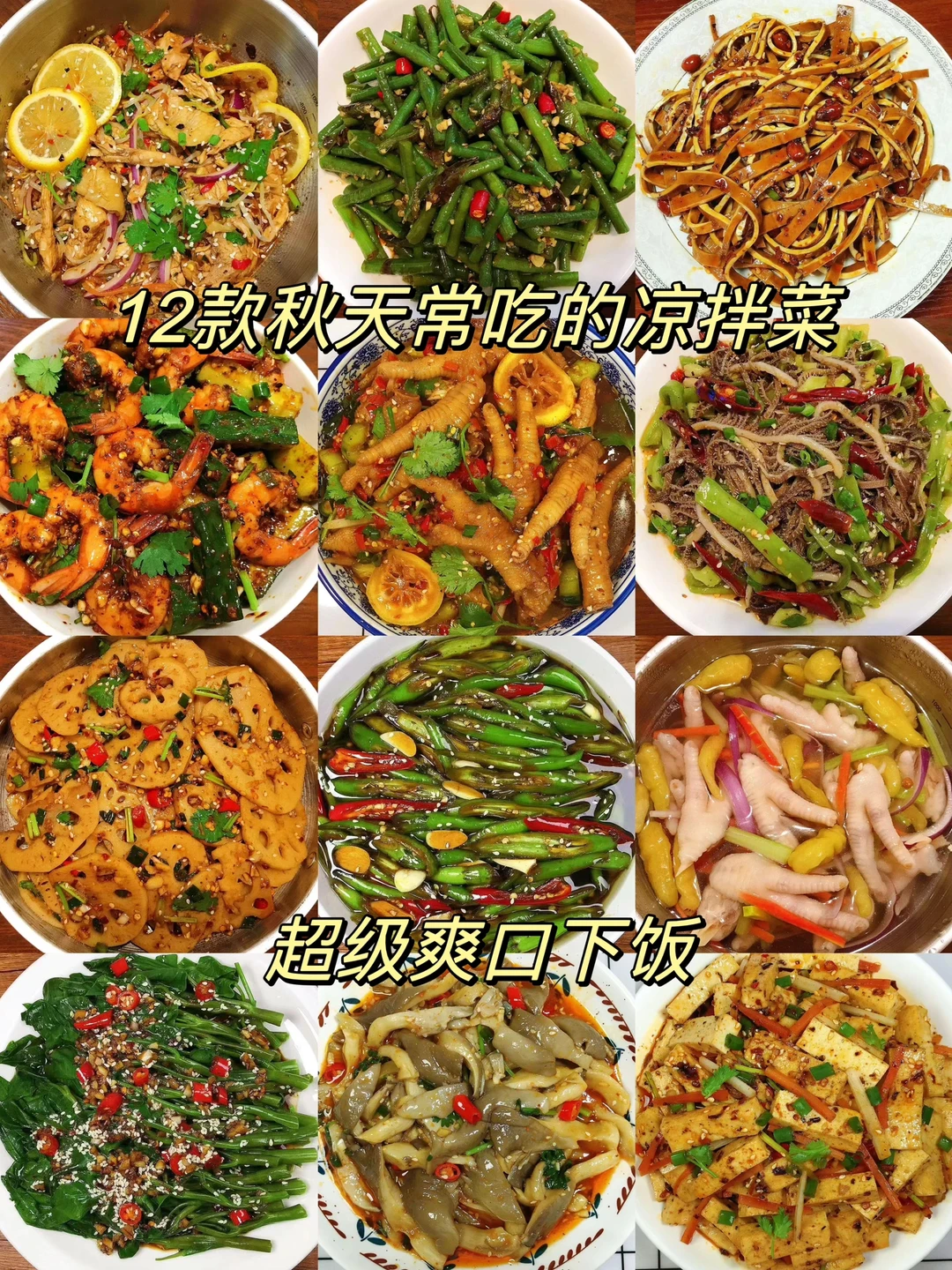 分享12款秋天常吃的凉拌菜合集，清爽解腻，好吃下饭！喜欢的朋友们赶紧做起来吧！