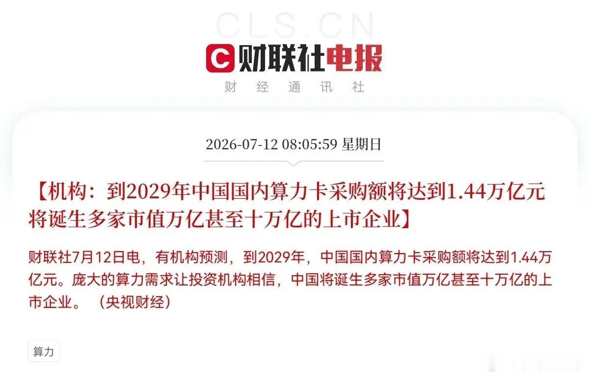 明天算力板块大概又要疯起来了…突发利好消息，算力预期又打满了，有机构刚刚给出预测