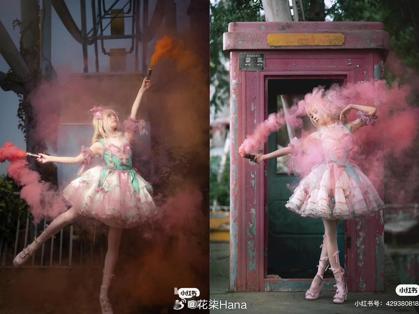 衣服一样，假发也选和我一样发型的的低配，妆容我当时化妆自己临时想的，美瞳也专门戴