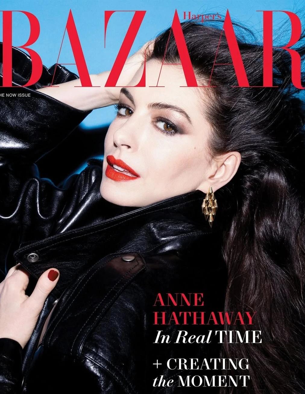 安妮·海瑟薇登封《时尚芭莎 》美版四月刊