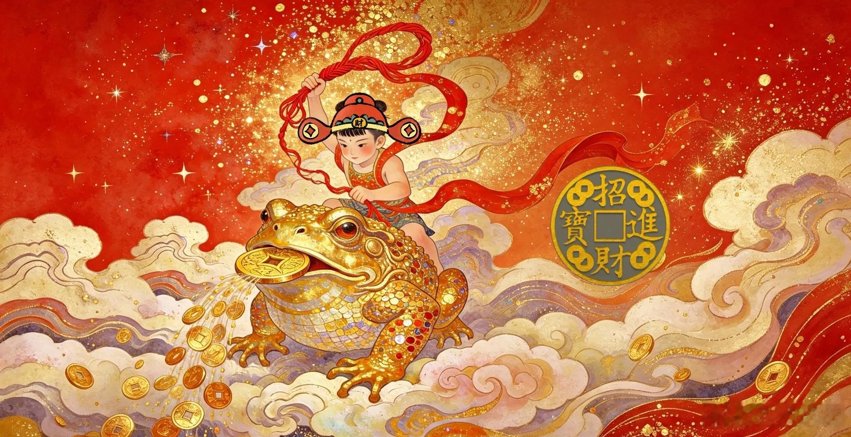 如果想在这两个月搞点副业，赚点钱财的，可以把这张图设置为朋友圈背景；刘海戏金蟾，